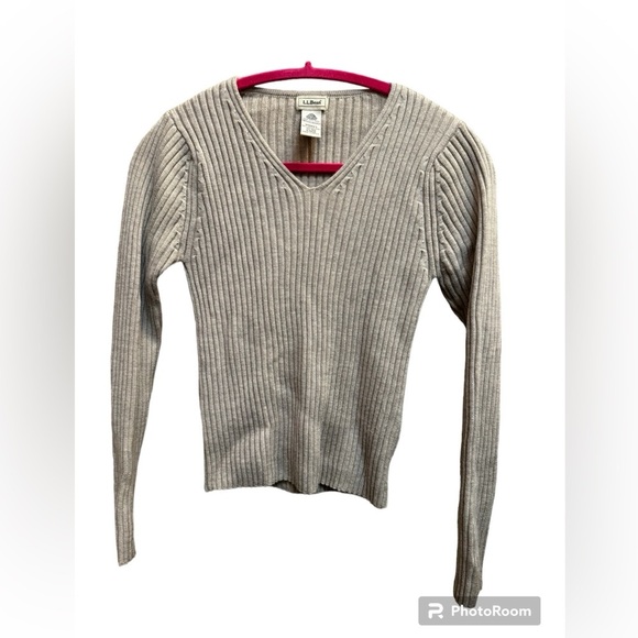 MERINO WOOL L.L. BEAN Women’s WOOLMARK Ribbed Long Sleeve V Neck Sweater Size XS - Picture 8 of 14